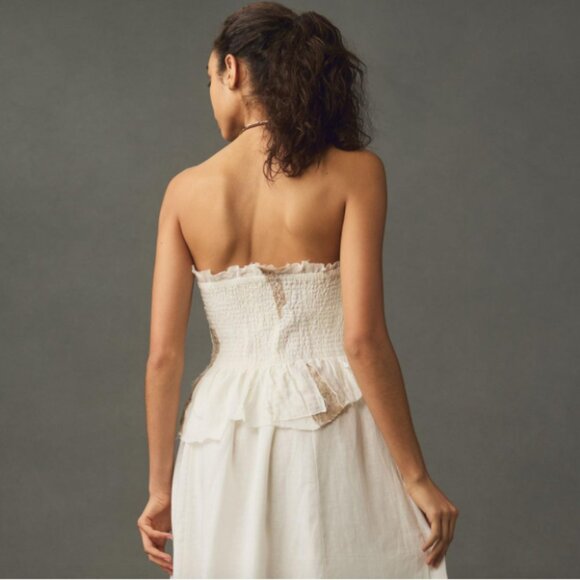 Brand New By Anthropologie Smocked Linen Tube Top - Picture 5 of 8